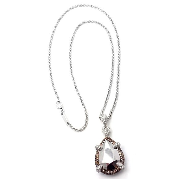 Authentic! Chopard Golden Diamonds 18k White Gold Diamond Chrome Stone Necklace - Picture 3 of 12